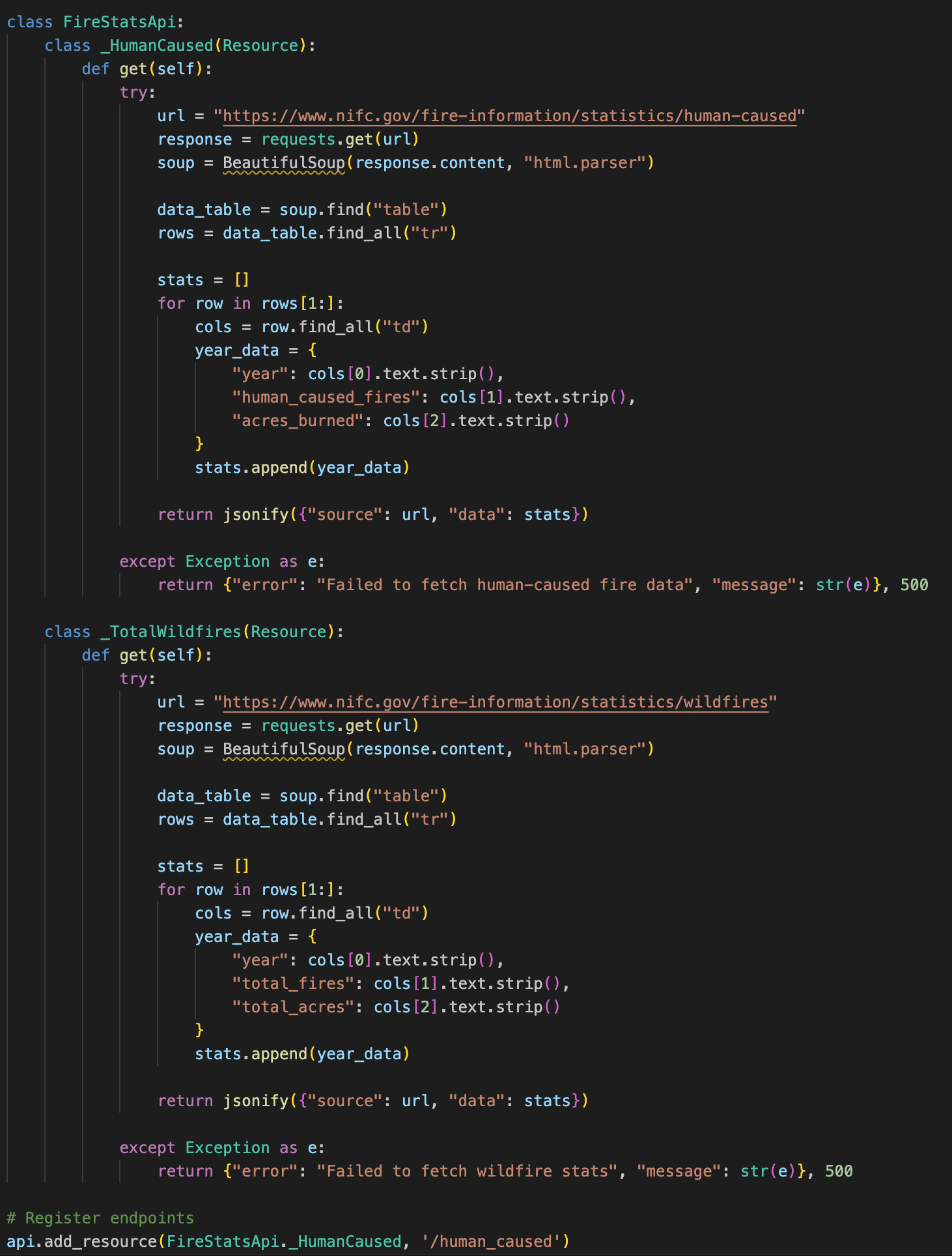 Stats API Screenshot
