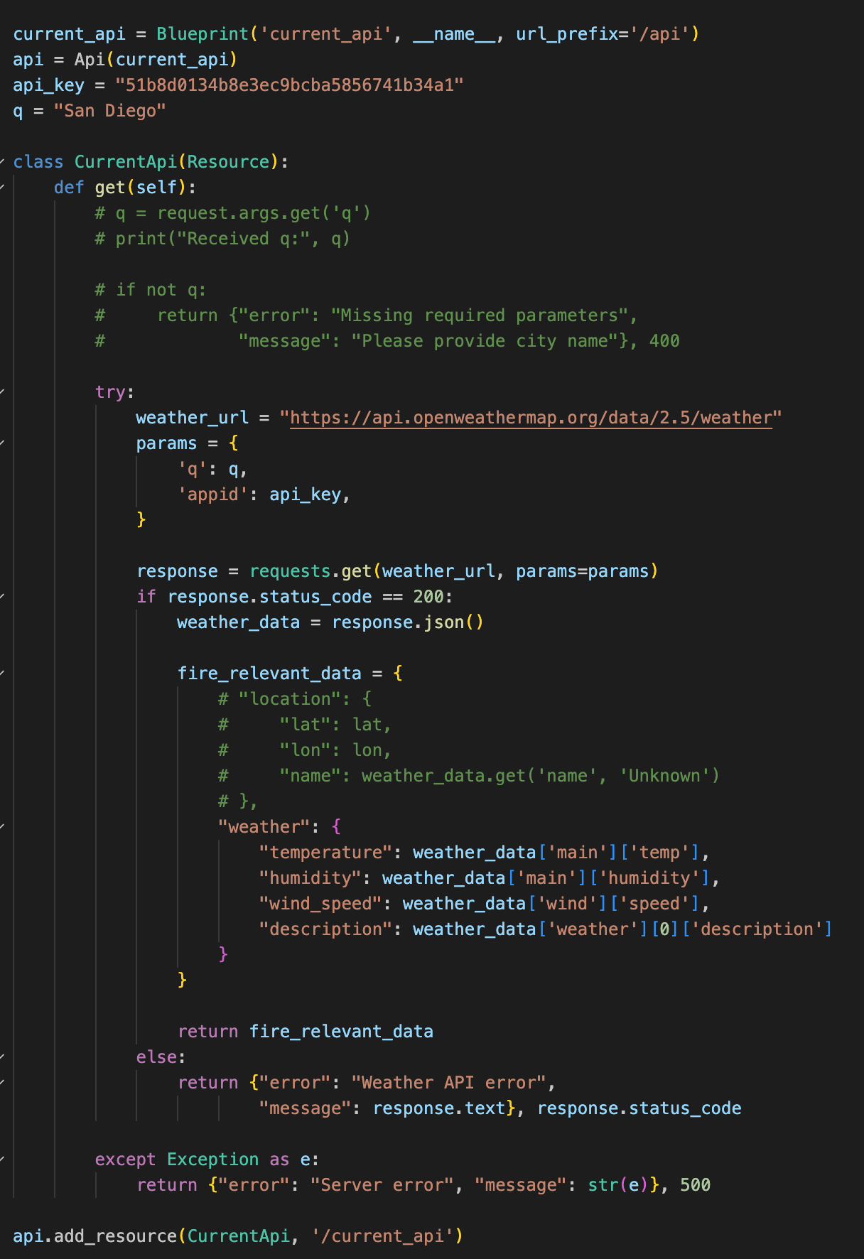 Weather API Screenshot